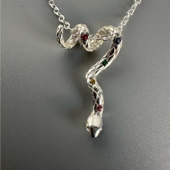Sterling Silver Rainbow Snake Necklace - Picture 4 of 13